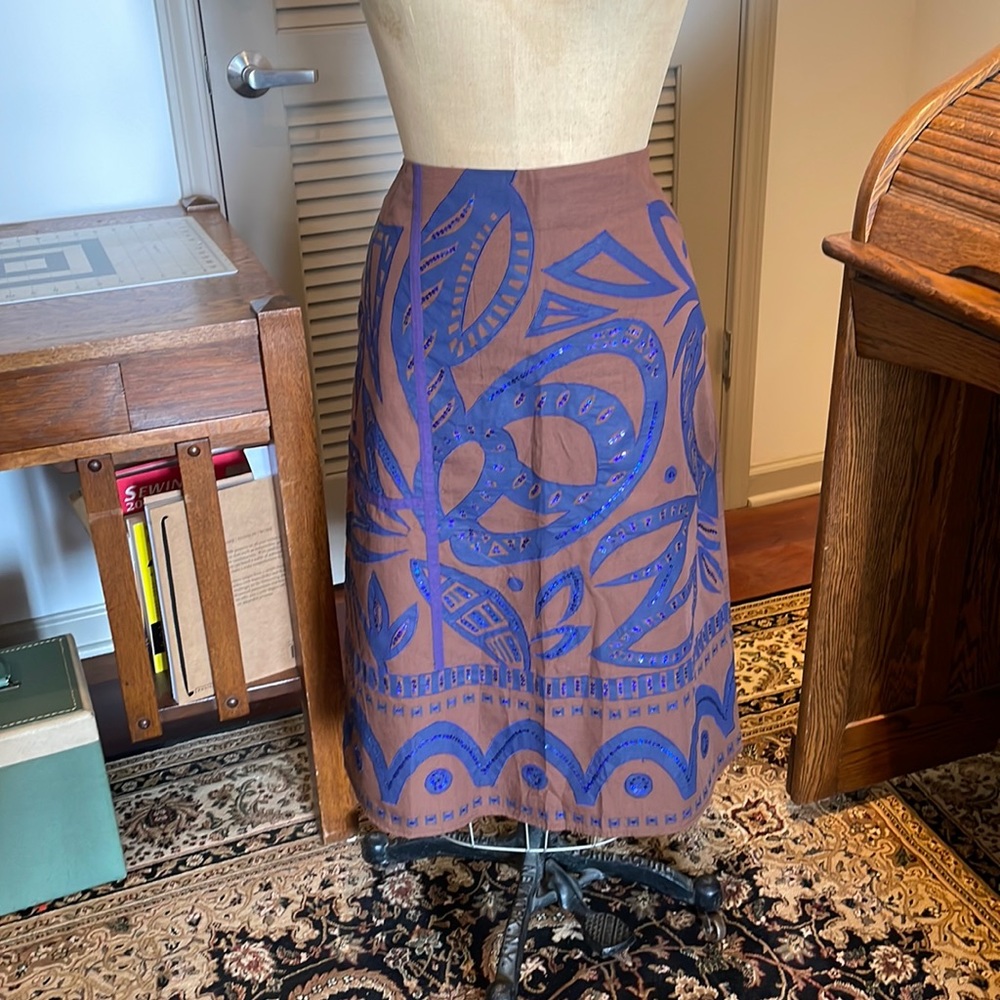 British India brown and purple sequined skirt.